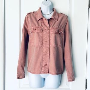 Lucky Brand pink utility button-down top Size S - missing button